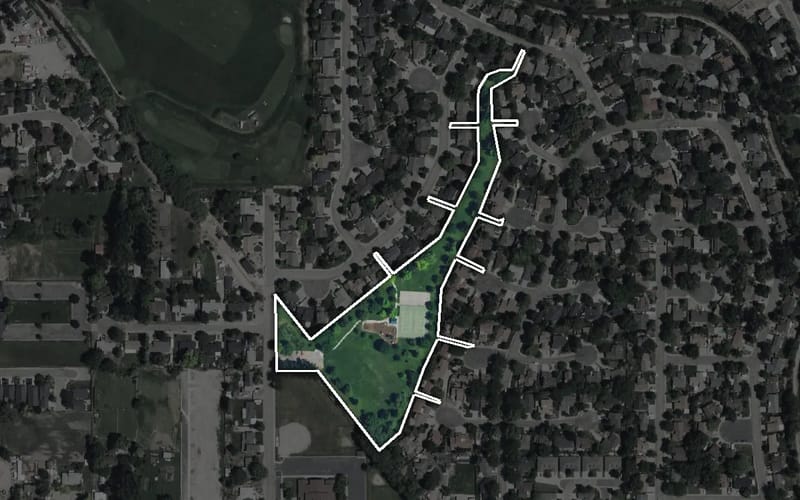 Aerial view of Castle Hills Park