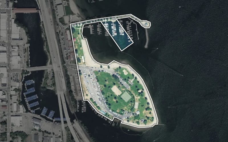 Aerial view of City Beach & Windbag Marina