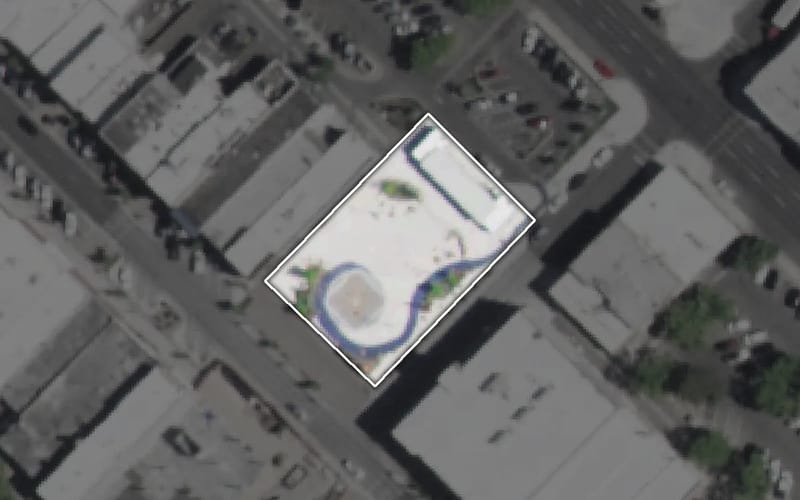 Aerial view of Downtown Commons