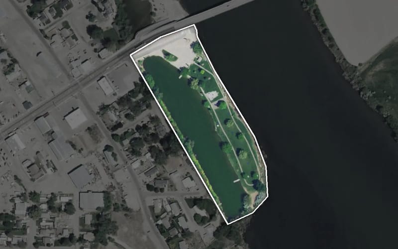 Aerial view of Marsing Island Park